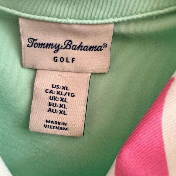 Tommy Bahama Golf Women’s Polo Quarter Zip Short Sleeves Tropical Collar Mint XL - Picture 3 of 5